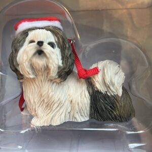 NIB Maltese Dog Christmas Ornament with Santa Hat